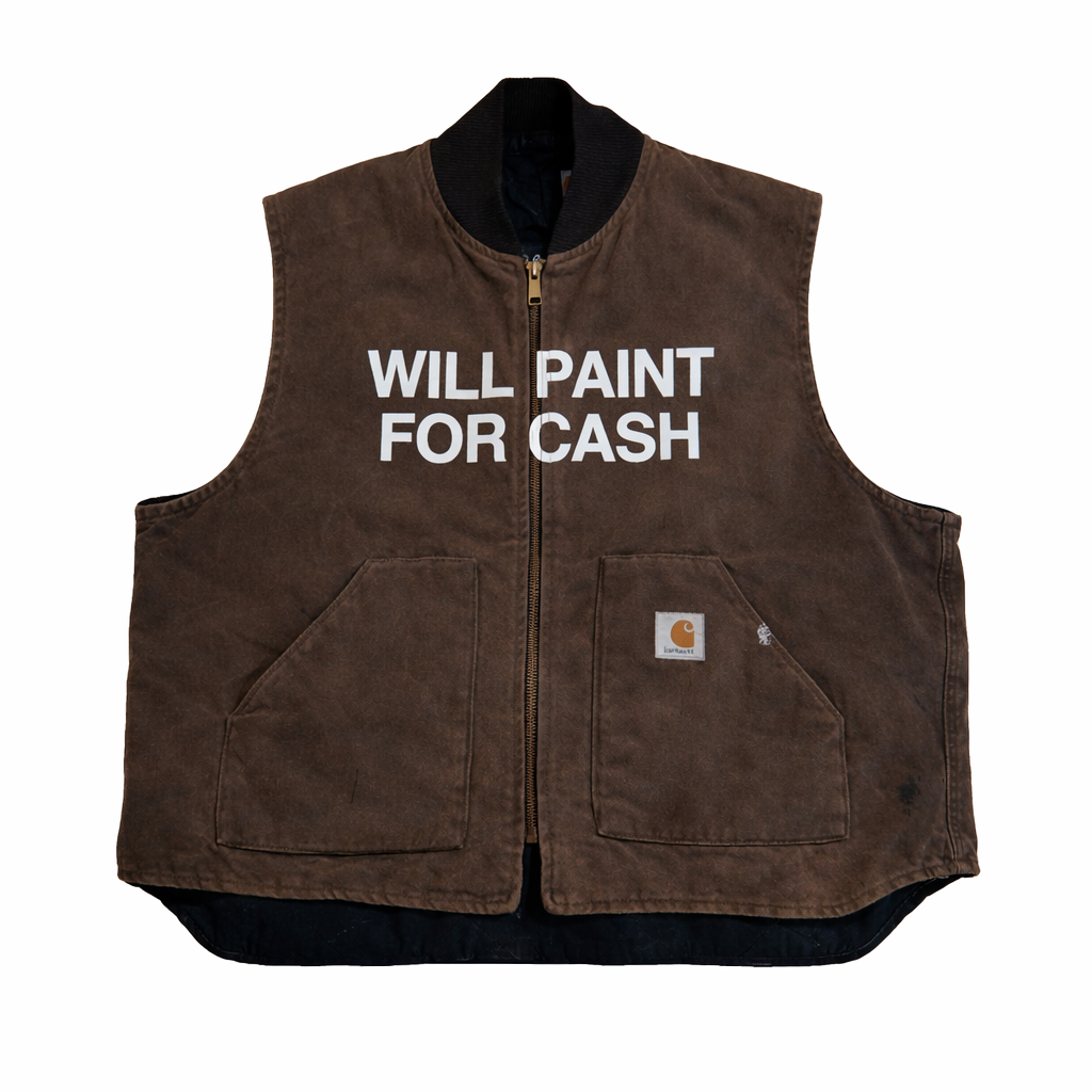 Will Paint For Cash Vest Brown XL
